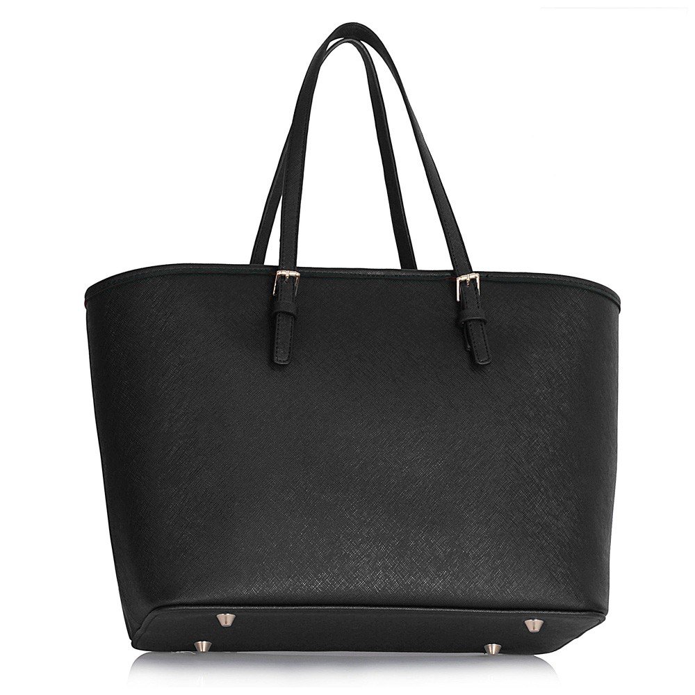 large black handbag with compartments