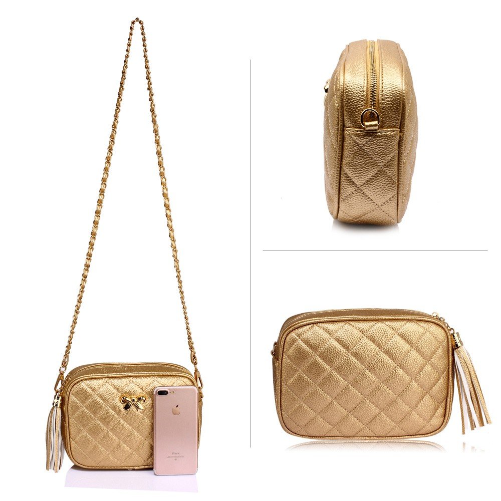 AG00540 Gold Cross Body Shoulder Bag Silk Avenue Pakistan