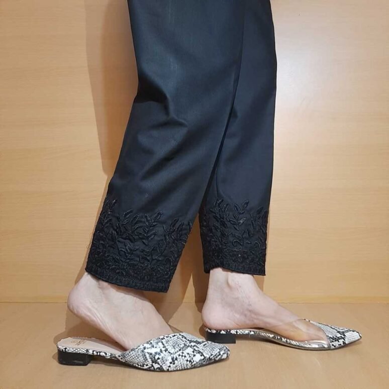 Ladies Pakistani Indian Trousers Black Pants Shalwar Salwar Cotton With  Full Embroidery, Loose Pure Cotton Relaxed-fit Chicken Kari SF103 - Etsy