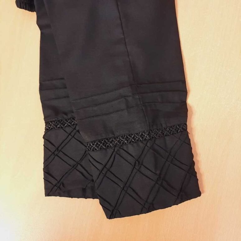 Black Lace Cotton Trouser - Style Us