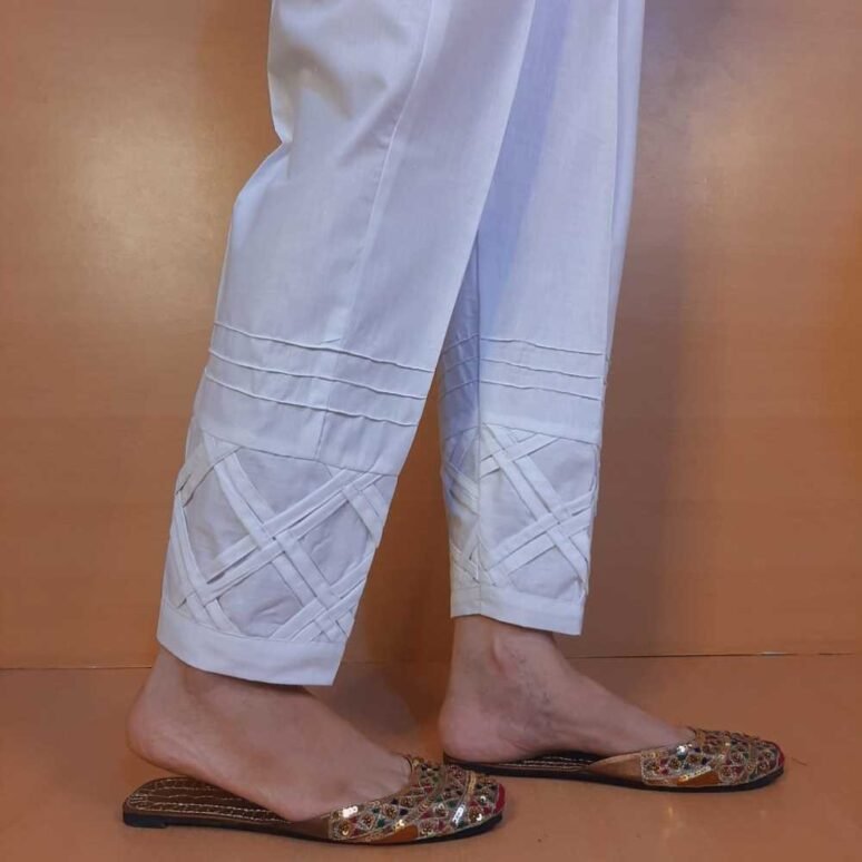 Bell Bottom Trouser Boski – White – CT01 - Silk Avenue Pakistan