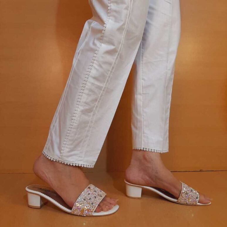 Laces Cut Design Trouser – Cotton – White – BGT34 - Silk Avenue Pakistan